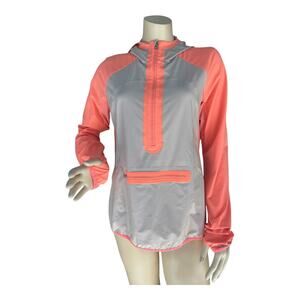 Lululemon Run: Stash & Dash Pullover Windbreaker Jacket Dune / Pop Orange Sz 8